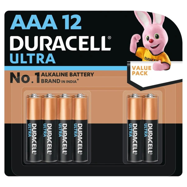 Duracell Ultra AAA Alkaline Batteries – Long-Lasting Power for High-Drain Devices - 12BL