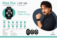 Pebble Rise Pro Bluetooth Calling Smartwatch with 1.96" HD Display, SpO2, Heart Rate & Multiple Sports Modes - Standard