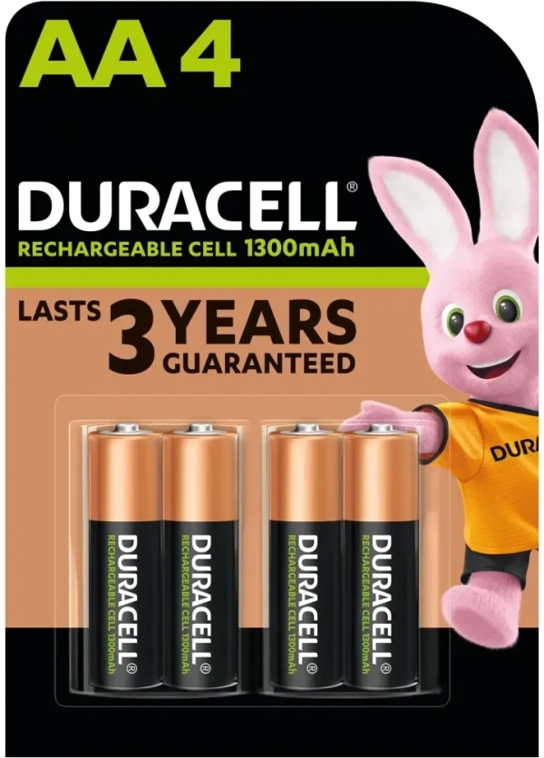 Duracell Rechargeable AA Battery – 1300mAh Long-Lasting Power - 4BL