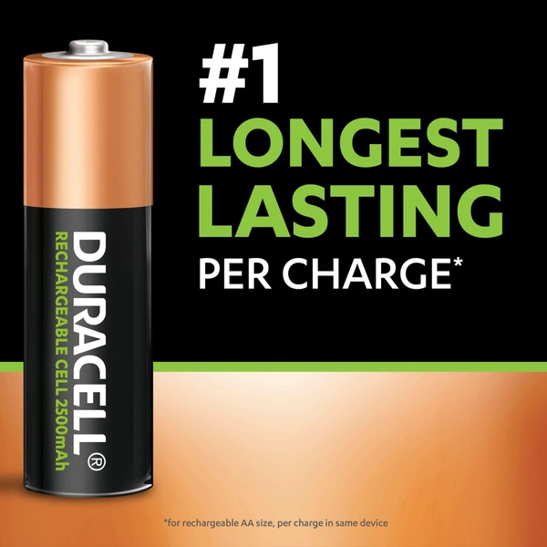 Duracell Rechargeable AA Battery – 2500mAh | Long-Lasting & Eco-Friendly Power - 4BL