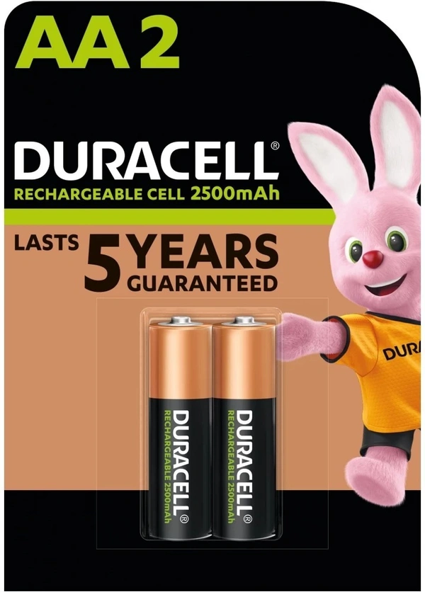 Duracell Rechargeable AA Battery – 2500mAh | Long-Lasting & Eco-Friendly Power - 2BL
