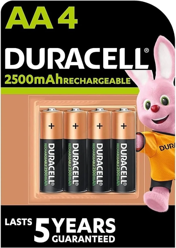 Duracell Rechargeable AA Battery – 2500mAh | Long-Lasting & Eco-Friendly Power - 4BL