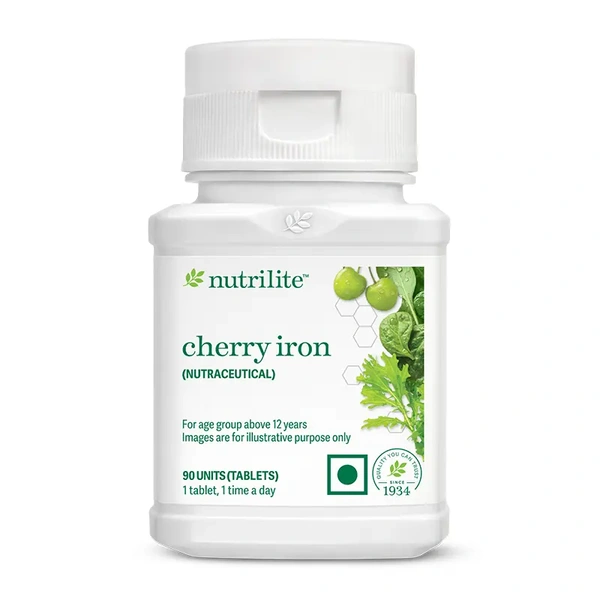 Amway Nutrilite Cherry Iron – Iron, Vitamin C & Folate Supplement – 90 Tablets - 90 Tabs