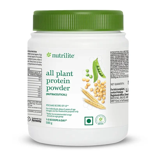 Amway Nutrilite All Plant Protein Powder – 500g | 100% Plant-Based | 8g Protein Per Scoop | No Added Sugar - Natural, 500GM