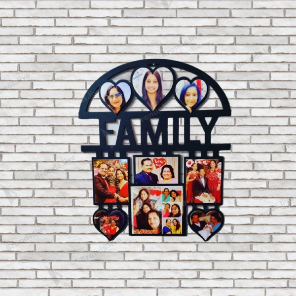 Monu Gifts Gallery Family Photos Frame  - Black And Wood Frame, 12*18