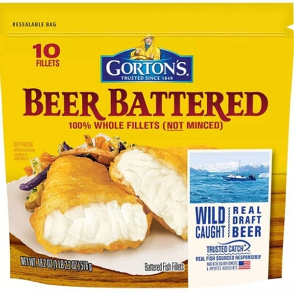 Gorton Beer Battered Fish - White Crusty Brown, 24pcs