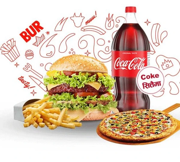 Non Veg  Combo : Burger + Pizza + French Fries + Coke 