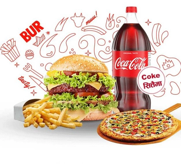 Veg Combo : Burger + Pizza + French Fries + Coke 