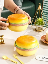 BURGER SHAPE DESIGNED ROUND LUNCH BOX 