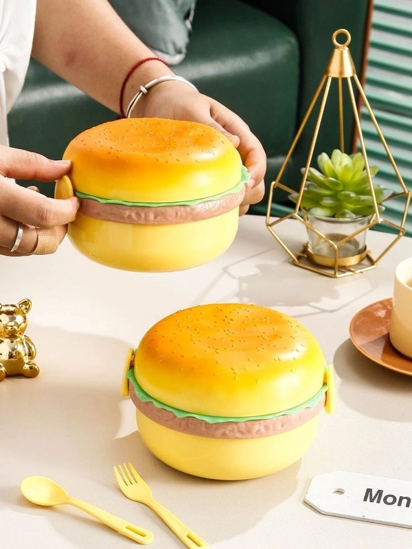 BURGER SHAPE DESIGNED ROUND LUNCH BOX 