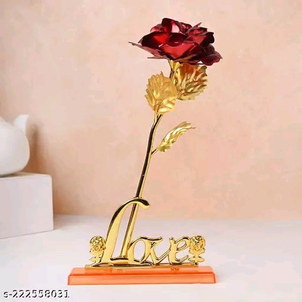 Decorative Artificial Gold Plated 24K Gold Rose with Love Stand Valentine's Day Gift's for Girlfriend, Boyfriend, Husband & Wife