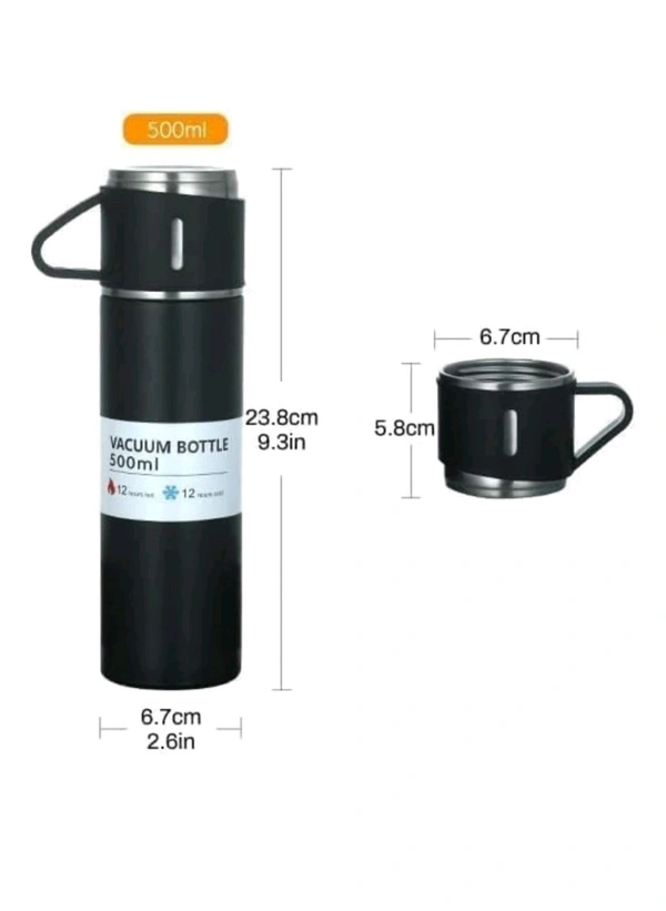 Stainless Steel Vacuum Flask and Flask Set 3 Steel Cups with Flask Combo Ideal Gift for Diwali and Birthday Gift Return Gift (Multicolour)