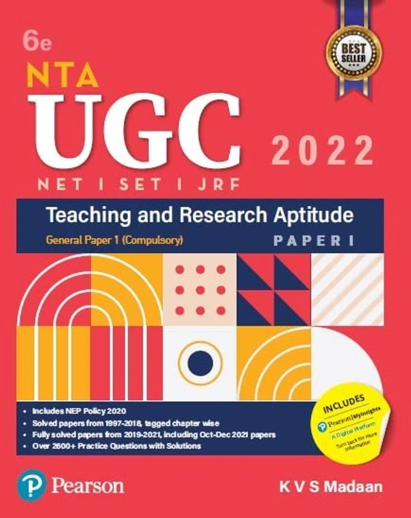 UGC NET /SET/JRF Paper 1 Teaching and Research Aptitude - 2019- 2021 fully solved papers including Oct- Dec 2021 | Includes National Education Policy 2020| Sixth Edition| By Pearson - KVS MADAAN