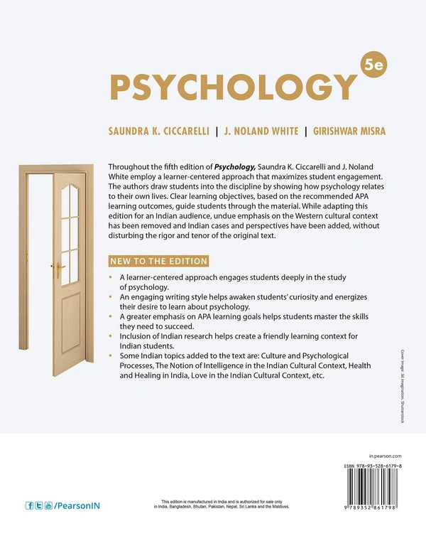 Psychology by Pearson | Fifth Edition | By Pearson - by K. Ciccarelli Saundra (Author), White J. Noland (Author), Misra Girishwar (Author)