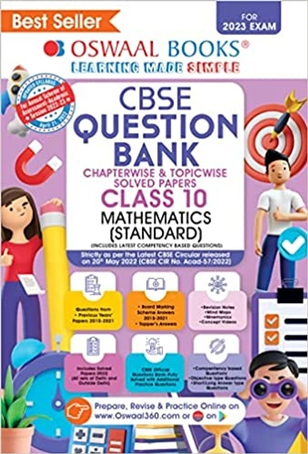 OSWAL Mathematics Standard - 10 Class Question Bank Chapterwise & Topicwise PYQ, English