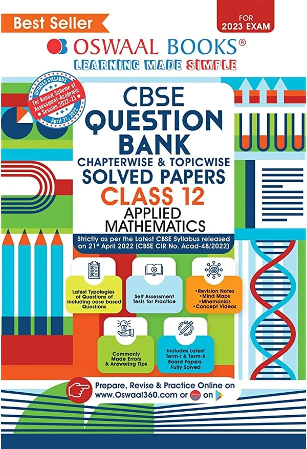 OSWAL Applied Mathematics - 12 Class Question Bank Chapterwise & Topicwise PYQ, English