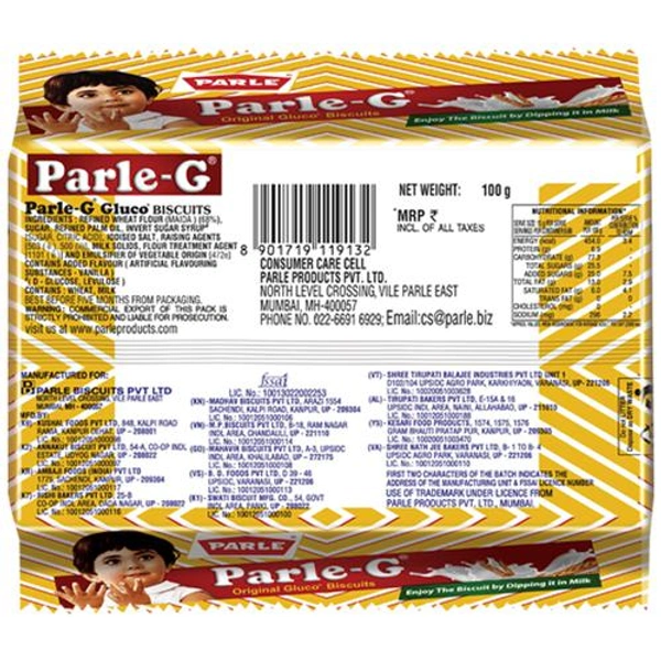Parle Original Gluco Biscuits - Gives Strength & Energy, 100 g Pouch