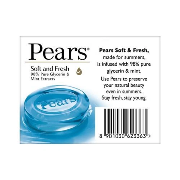 Pears Soft & Fresh Glycerine & Mint Extracts Soap, 75 g
