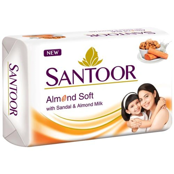 Santoor Sandal & Almond Milk Soap Bar, 100 g