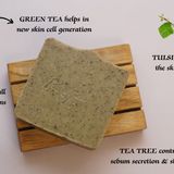 NEEM & GREEN TEA SOAP WITH TEA TREE & TULSI ESSENTIAL OIL - 120g