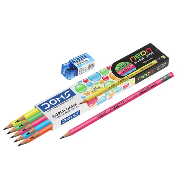 DOMS NEON ERASER TIPPED PENCIL 