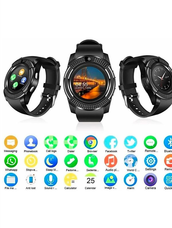 Smart Watch Touch Screen Smart Watch Compatible with All Mobile Phones with Camera, SIM, SD Card Slot Android and iOS Smartphones for Kids Girls Boys Men Women Black - Black, Smart Watch, Pack Of 1