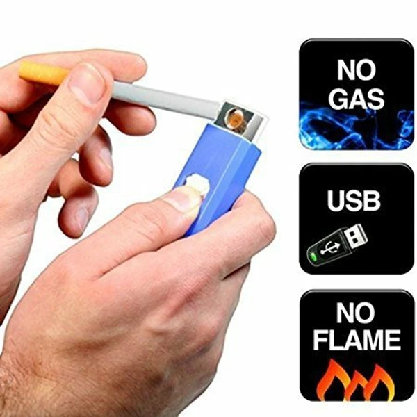 USB Lighter Electronic USB Windproof Rechargeable Cigarette Lighter (Black/White) - White, USB Lighter, Pack Of 1