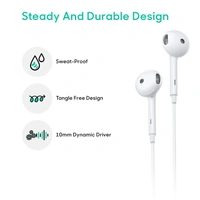 in-Ear Wired Earphone with Mic, 3.5mm Audio Jack - White, Sound Hub, Pack Of 1