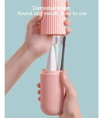 Anti Bacterial Toothbrush Capsule Shape Container Case Box Storage Organizer Cover Portable for Travel Bathroom Hiking Camping Plastic Toothbrush Holder - Pack Of 1, Capsule Storage