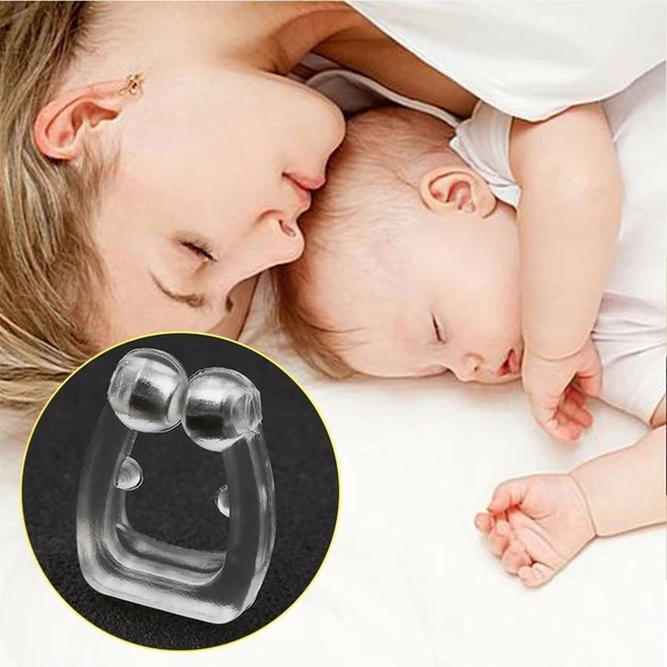 Silicone Magnetic Anti Snore Nose Clip Sleeping Aid Guard Snore Stopper Night Device With Case Anti Snoring device - White, Clip, Pack Of 1