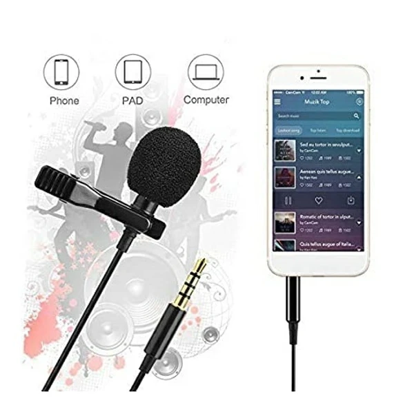 3.5mm mic Clip Microphone for YouTube,TIK Tok Collar Mike for Voice Recording, Mobile, Pc, Laptop, Android Smartphones, DSLR Camera - Black, Mic, Pack Of 1