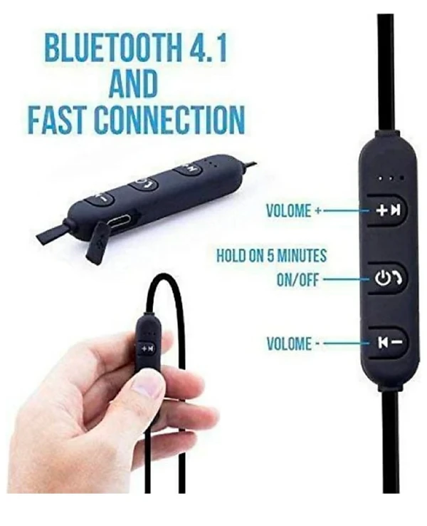 Magnetic Wireless Bluetooth Earphone Headphone for Calling with Built-in Mic All Android, Type C, Smartphones& iOS Devices & Mobile Holder Ring (Multi-Colour) - Black, Magnetic Sport Earphones, Pack Of 1