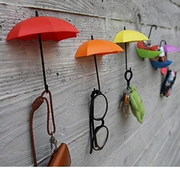 Plastic Umbrella Key Hat Wall Multipurpose Holder Hanger Hooks, pack of 06 Pieces, Multicolour - Umbrella Key Holder, Pack Of 3