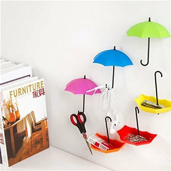 Plastic Umbrella Key Hat Wall Multipurpose Holder Hanger Hooks, pack of 06 Pieces, Multicolour - Umbrella Key Holder, Pack Of 3