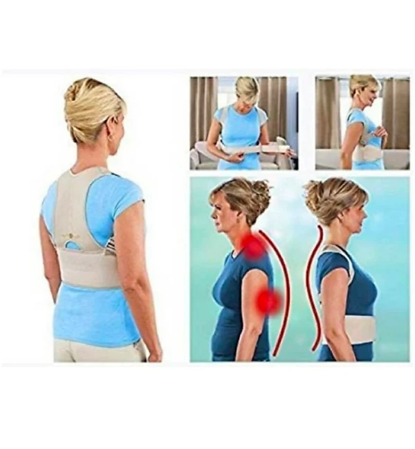 Posture Corrector, Shoulder Back Support Belt Men and Women Brace Support Device for Neck Pain Relief, Improve Bad Posture Chest Belt Posture Corrector Belt(Beige)- - Posture Belt, Pack Of 1, For Women And Men's
