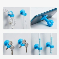Wall Protectors Anti-Collision Self-Sucking Silicone Door Stopper, Door Handle Bumper, Mobile Phone Stand, Data Cable Organizer, Key Holder (Multi Color) - Pack Of 4, Silicone Chipko Door Stopper