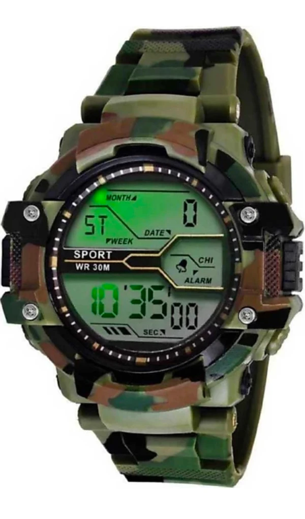 Army Style Men's Watch Military Green Strap Digital Watch For Mens And Boys Or Kids  - Brown, Digital Army Watch, Pack Of 1