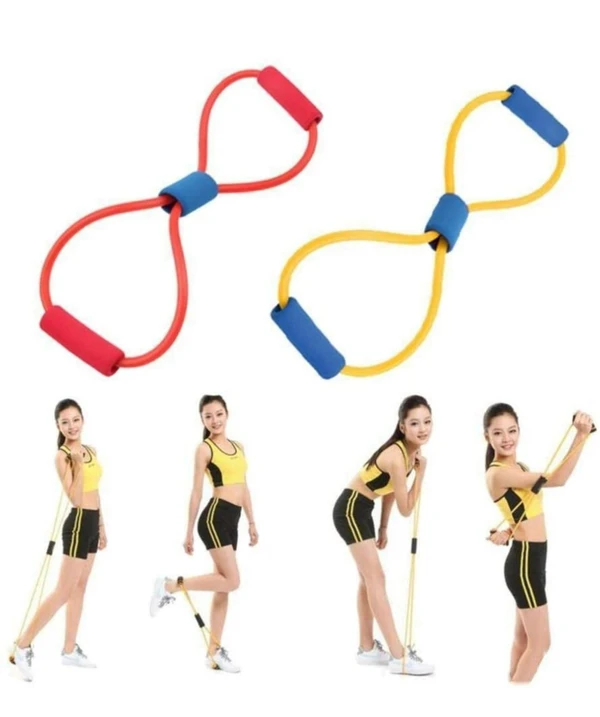 Figure 8 Shaped Latex Tube, Soft Chest Expander Fitness Exercise, Workout Chest Arm & Shoulder Stretch Exercise Equipment (Colour May Vary) - Figure 8 Shaper, Pack Of 1