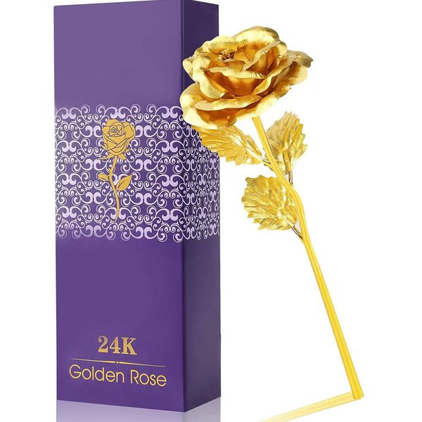 Artificial Golden Rose Flower for Decorations|24K Gold Rose|for Loves Ones,Valentine's Day|Mother's Day,Anniversary,Birthday|10 inch with Loving Box and Carry Bag - Gold, 24k Rose Gold Gift For Your Love, Pack Of 1