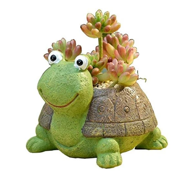 Resin Cute Tortoise Succulent Planter Pot Gardening Flower Pot Home & Garden Decor Planter Desk Mini Ornament for Home Garden Office Desktop Decoration (Plant not Included) - Turtle Planter Pot, Pack Of 1