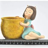 Polyresin Material Cute Basket Girl Resin Planter Pot for Garden Decoration Indoor Flower potImported Resin Pots Unique & Trendy Design,Gifts Succulent Pots polyresin Pot Home Decor - Basket Girl, Pack Of 1