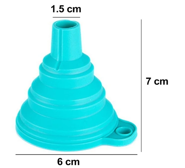 Silicone Funnel | for Liquid, Oil, Sauce, Water, Juice, Small Food-Grains | 9 cm, Assorted Color - Funnel, Pack Of 1