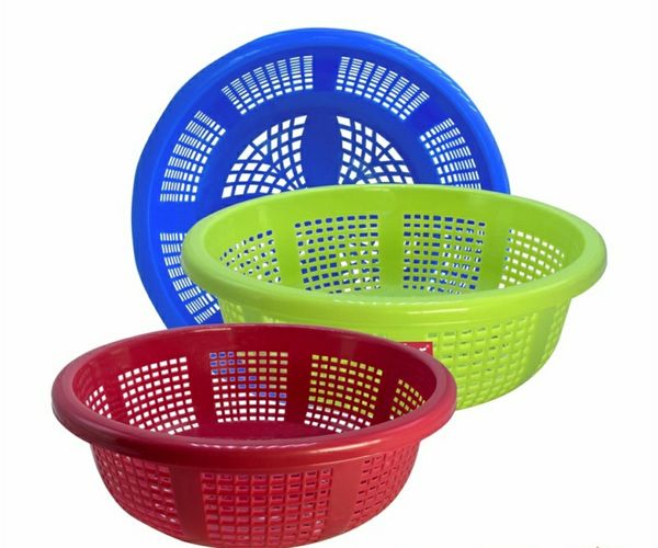Unbreakable Apple Round Plastic Kitchen Vegetables and Fruits Basket Multipurpose Organizers Storage Basket (Large) Assorted Color Pack of 3 - Plastic Basket, Pack Of 1
