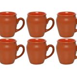 Ceramic Kulhad Tea Coffee Cups Set of 6 with Handle - Bourbon, Kulhad Tea Cup, Pack Of 6 Piece