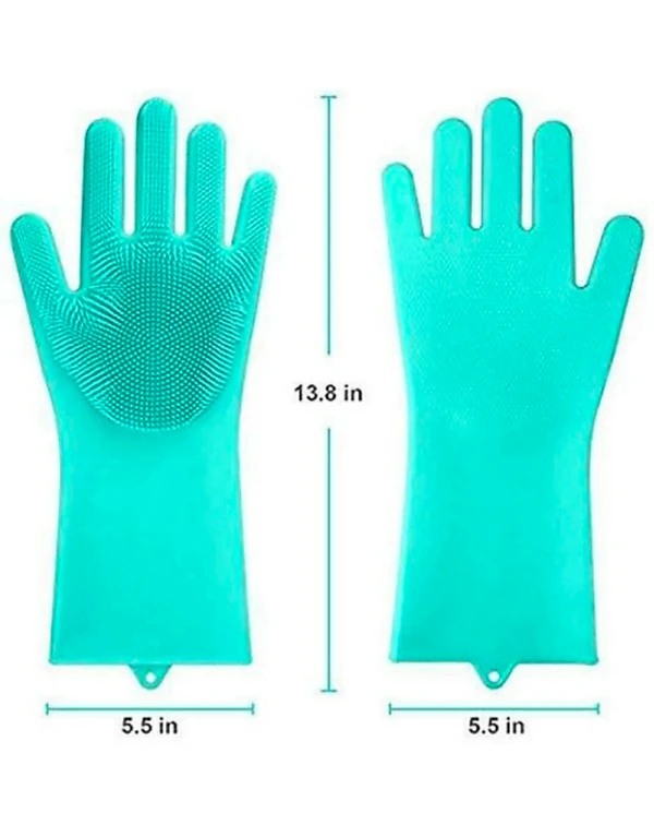 Heat Resistant Silicone Cleaning and Washing Gloves with Soft Bristles for Multipurpose Use of Car & Bike Cleaning, in Kitchen, Pet Grooming - Gloves, Pack Of Pair