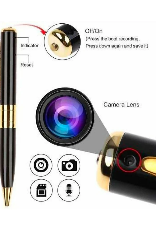 Spy Pen Hidden Mini Camera with Audio/Video Recorder 32GB Supportable Multifunction Home Security Rechargeable Built Battery Memory Card Inserting Home Office Kids Baby Pet Monitoring  - Black, Spy Camera Pen, Pack Of 1