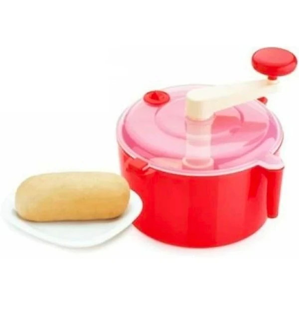 Plastic 3 in 1 Chop & Churn Manual Automatic Atta Roti Dough Maker with Measuring Cups for Home and Kitchen - Multicolor (Atta Maker) - Dough Maker, Pack Of 1