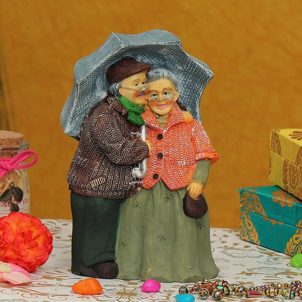 Polyresin Dada Dadi Couple Idol For Gift |Grand Parents Showpiece Statue | Figurine Showpiece Idol For Dada Dadi, Best Gift For Love, Valentine Day, Wedding Anniversary, Retirement Party - Dada Dadi Couple, Pack Of 1