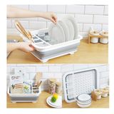 Silicone Collapsible Foldable Dish Drying Drainer Storage Kitchen Rack for Portable Travel Dinnerware Organizer ABS Plastic & Silicone(PP+TPE) & Dishwasher Safe - Silicone Foldable Rack, Pack Of 1