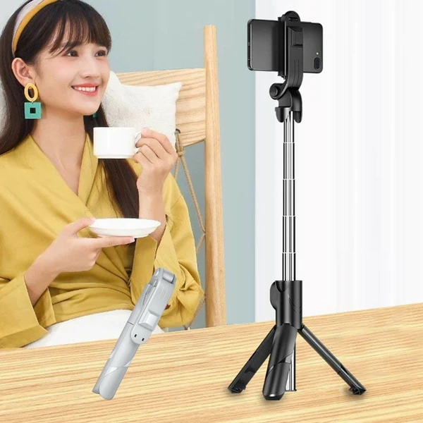 Selfie Stick and Tripod Stand, 3-in-1 Multifunctional Selfie Stick with Tripod Stand Compatible with iPhone/OnePlus/Samsung/Oppo/Vivo and All Phones - Black, Selfie Stick With Tripod, Pack Of 1